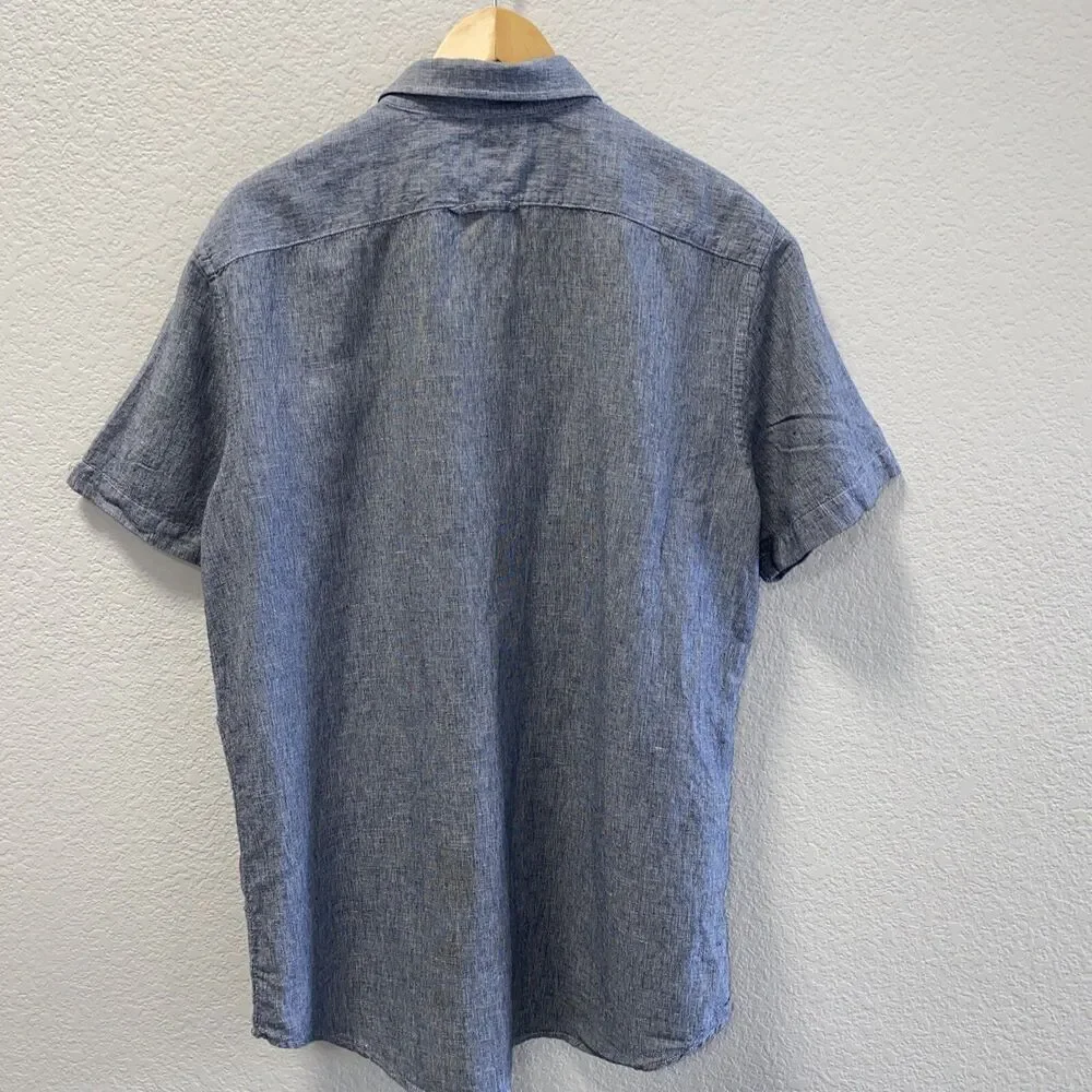 Banana Republic Mens Linen Standard-Fit Short Sleeve Button Up Shirt XL